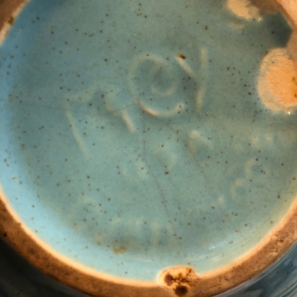 Mid 20th Century McCoy Speckled Turquoise & pink Pastel Bowl read - Picture 13 of 13